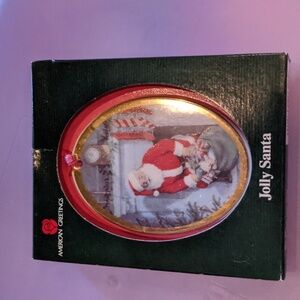 Vintage Jolly Santa Ornament American Greetings new in box traditional nostalgic